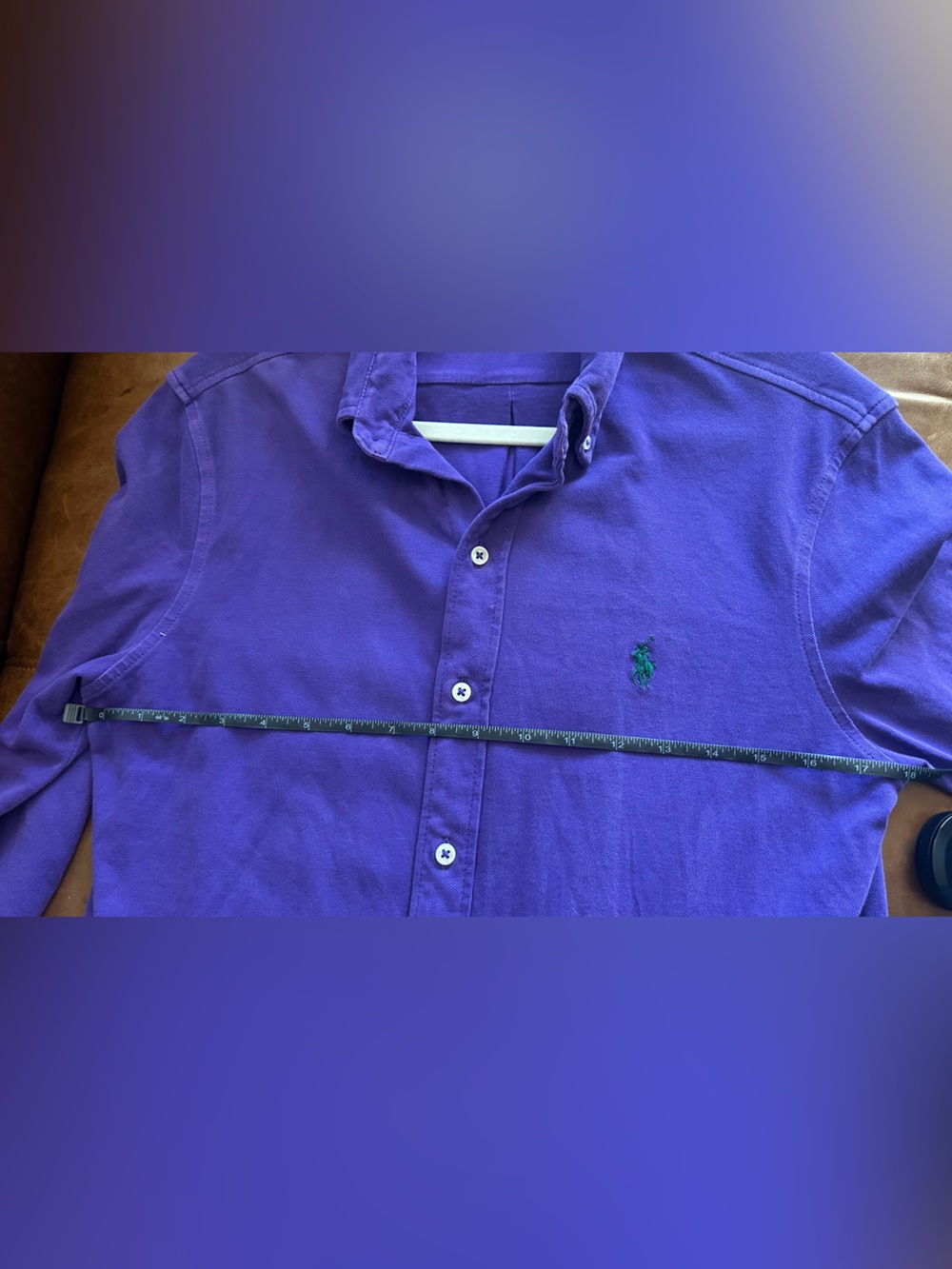 Ralph Lauren Purple Button-Down Oxford Shirt with Green Pony - Picture 6 of 7